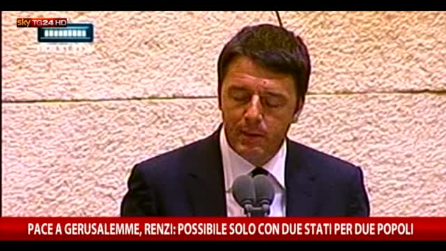 Israele-Palestina, Renzi: pace solo con 2 Stati e 2 popoli