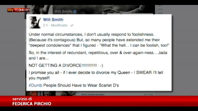 Will Smith smentisce voci su suo divorzio da Jada Pinkett
