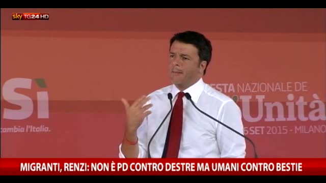 Migranti, Renzi: non Pd contro destre ma umani contro bestie