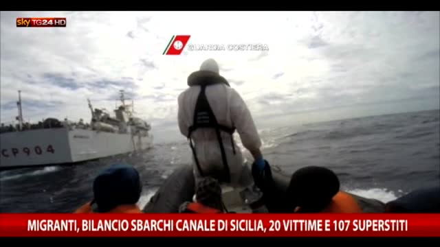Migranti, nel Canale di Sicilia 20 vittime e 107 superstiti