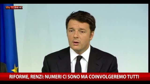 Riforme, Renzi: numeri ci sono ma coinvolgeremo tutti