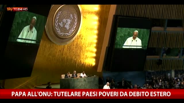 Papa all'Onu: tutelare Paesi poveri da debito estero