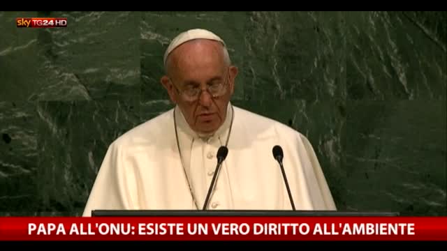 Papa all'Onu: esiste un vero diritto all'ambiente