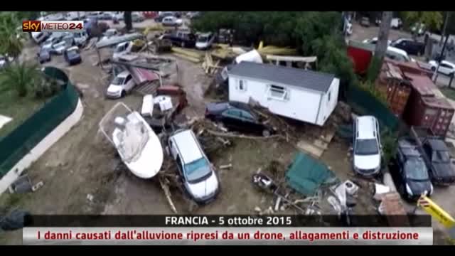 Costa Azzurra, i danni dell'alluvione ripresi da un drone
