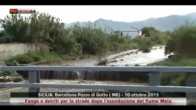 Esondazione del fiume Mela in Sicilia