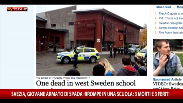 Svezia, giovane armato di spada entra a scuola: 3 morti