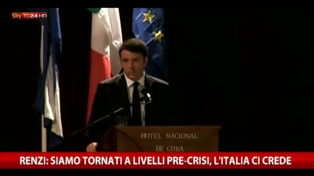 Fiducia italiani, Renzi: siamo tornati a livelli pre-crisi