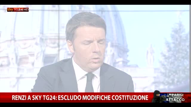 Sicurezza, Renzi a SkyTG24: escludo modifiche a Costituzione