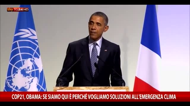 Cop21, Obama: siamo qui perché vogliamo soluzioni