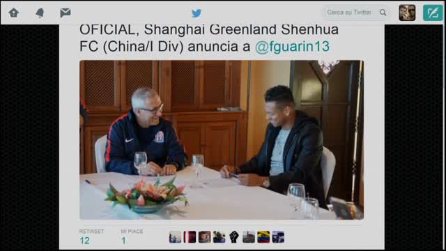 Inter, l'ex Guarin ha firmato con lo Shangai Shenua

 
