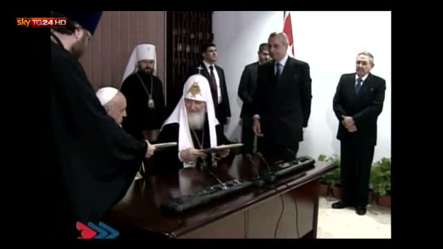 Papa Francesco e Kirill firmano dichiarazione congiunta
