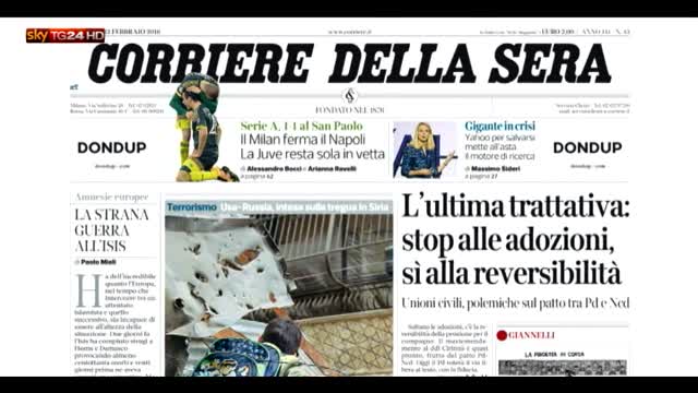 La rassegna stampa, i giornali di martedì 23 febbraio