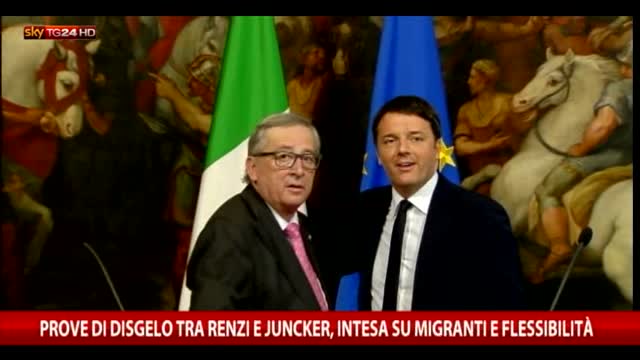 Juncker inciampa e viene sorretto da Renzi 