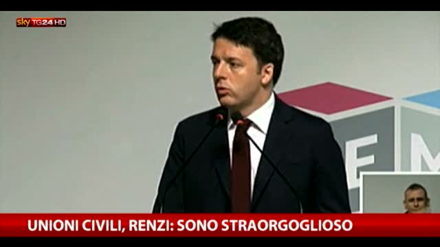 Unioni civili, Renzi: "Sono straorgoglioso"
