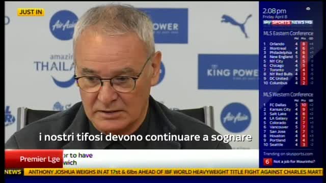 Ranieri prudente: "Ragionare partita per partita"