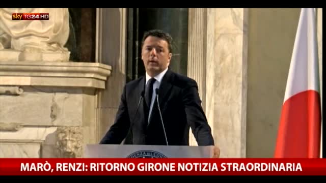 Marò, Renzi: ritorno Girone notizia straordinaria 