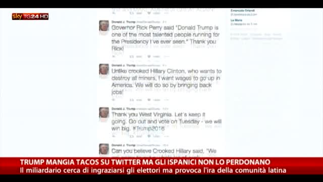 Trump mangia tacos e posta foto sul web. Ira degli ispanici