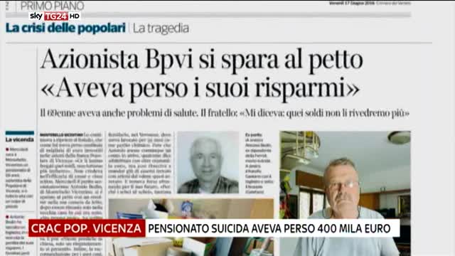Pop. Vicenza, pensionato suicida aveva perso 400mila euro
