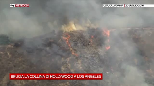 Incendio in California, brucia la collina di Hollywood