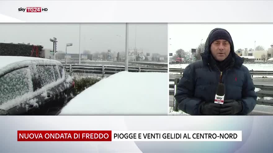 Nuova ondata di freddo, nevica a Treviso