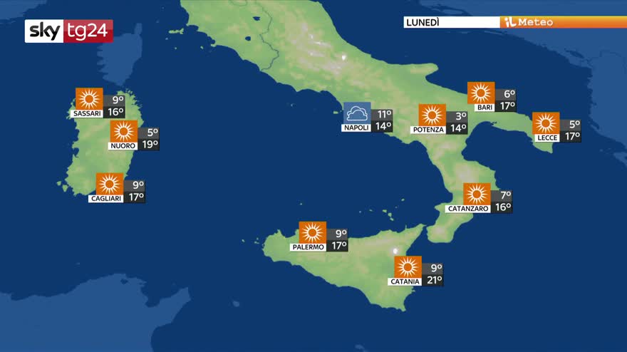 Calo delle temperature da mercoledì 26 febbraio