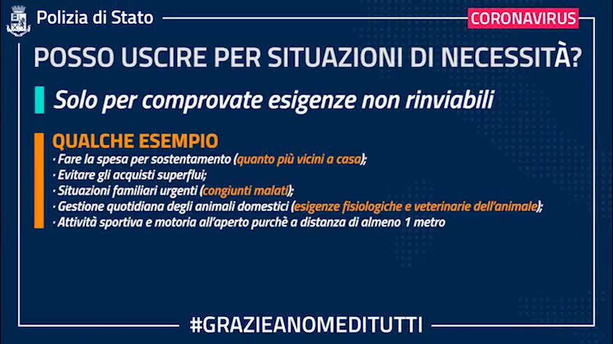 Coronavirus, video della Polizia di Stato #iorestoacasa