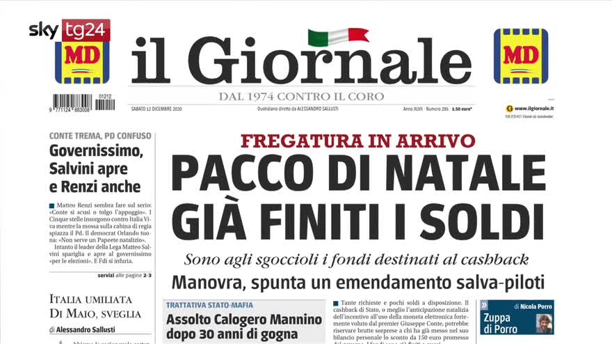 Rassegna stampa, i giornali di sabato 12 dicembre