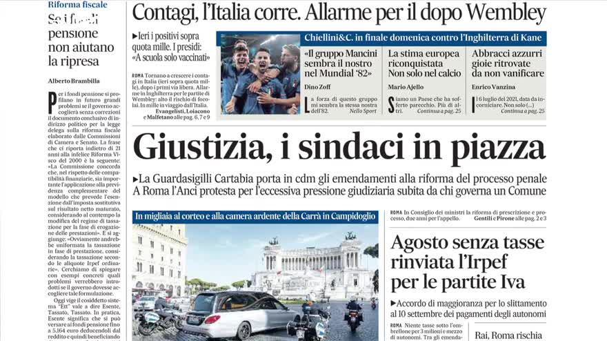 Rassegna stampa, i giornali dell'8 luglio