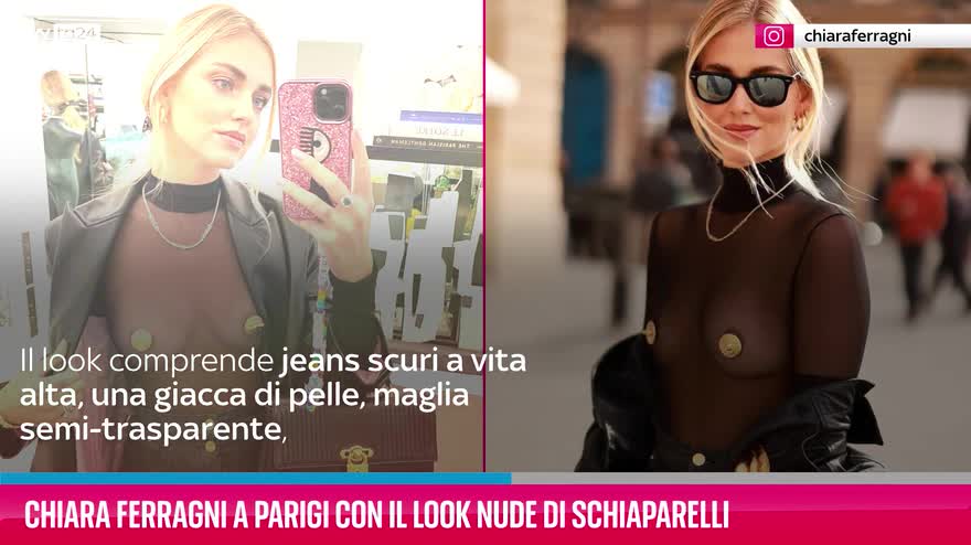 VIDEO Chiara Ferragni, a Parigi look nude di Schiaparelli