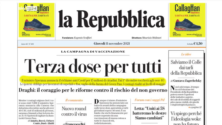 Rassegna stampa, i giornali dell'11 novembre