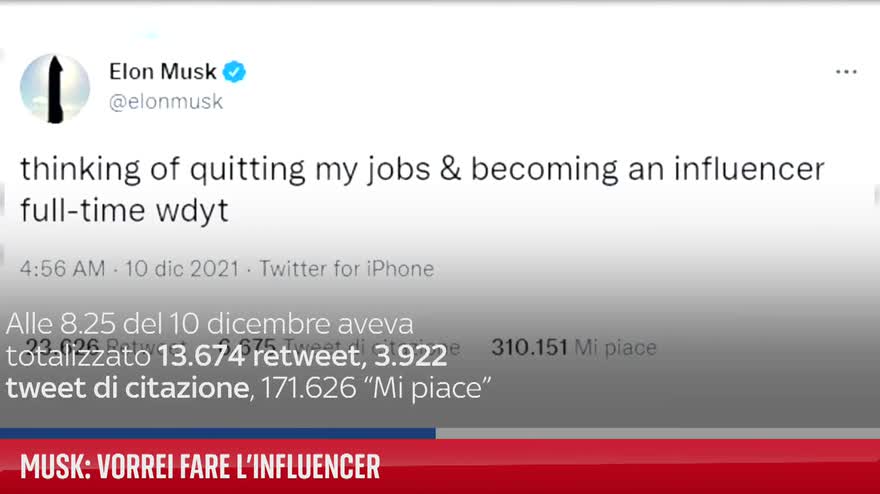 Musk: vorrei fare l'influencer