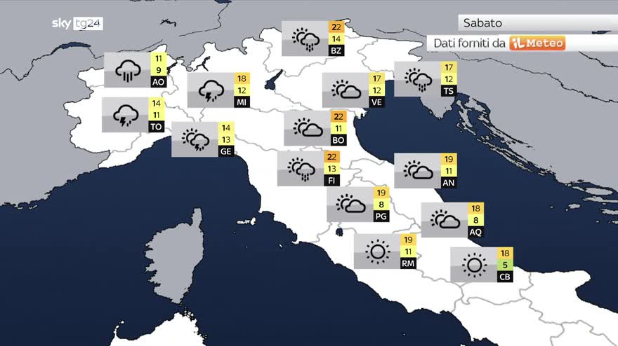 Meteo, maltempo da giovedì a sabato con piogge e vento