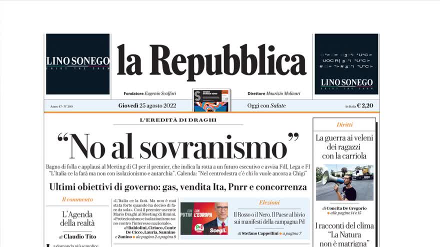 La rassegna stampa di Sky TG24 del 25/08