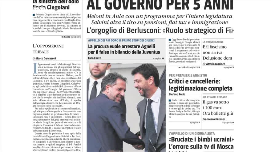 La rassegna stampa di Sky TG24 del 25 ottobre