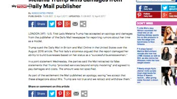 Melania Trump vince causa contro Daily Mail