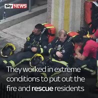 Fire crews applauded as they leave Grenfell Tower
