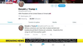 Trump tweets that US is 'locked and loaded'