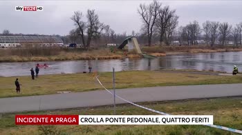 Crolla ponte pedonale a Praga, quattro feriti