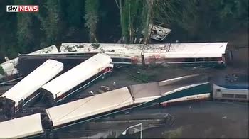Aerial video of train crash site