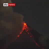 Philippines volcano spews lava