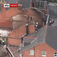 Aerial shot of Leicester explosion aftermath