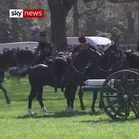 Queen's Hussar struggles to mount horse
