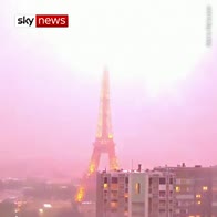 Lightning strikes Eiffel Tower