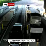 Man survives toll booth impact