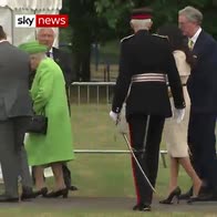 Crowds screen for Meghan and Queen