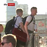 England players arrive in Volgograd