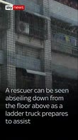 Boy, 4, saved after dangling from balcony