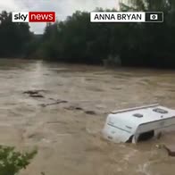 Caravan washed away in France floods