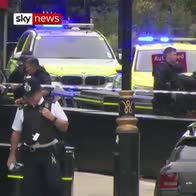 Westminster crash: Handcuffed man led away