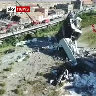 Drone survey of Genoa bridge collapse